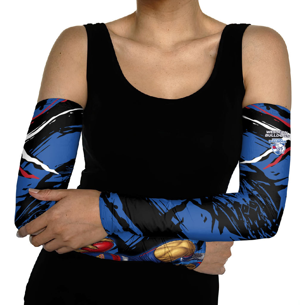 Western Bulldogs Arm Sleeves Footscray Muscular Mascot Graphic - Abstract Paint Splatter Art