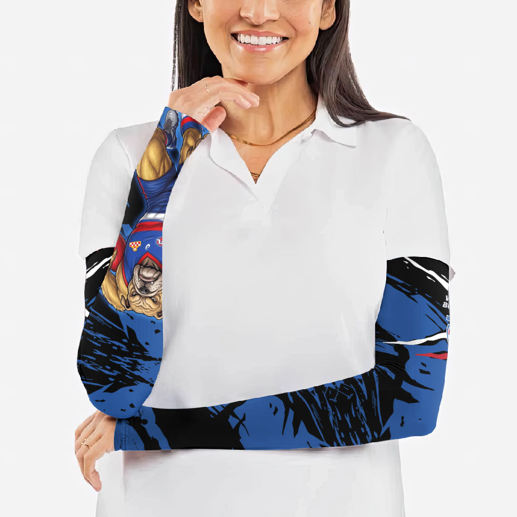 Western Bulldogs Arm Sleeves Footscray Muscular Mascot Graphic - Abstract Paint Splatter Art