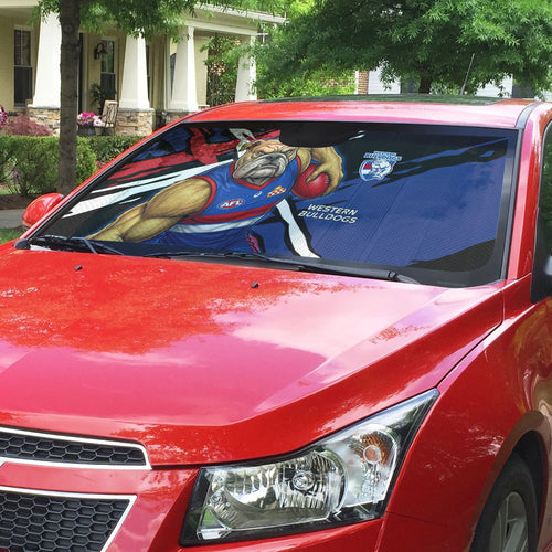 Western Bulldogs Auto Sun Shade Footscray Muscular Mascot Graphic - Abstract Paint Splatter Art
