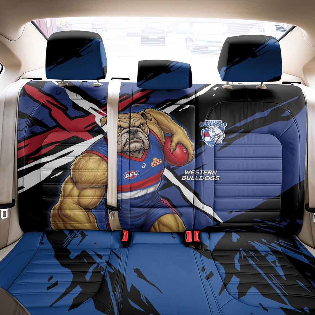 Western Bulldogs Back Car Seat Cover Footscray Muscular Mascot Graphic - Abstract Paint Splatter Art