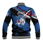 Western Bulldogs Baseball Jacket Footscray Muscular Mascot Graphic - Abstract Paint Splatter Art