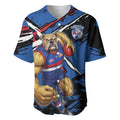 Western Bulldogs Baseball Jersey Footscray Muscular Mascot Graphic - Abstract Paint Splatter Art