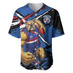 Western Bulldogs Baseball Jersey Footscray Muscular Mascot Graphic - Abstract Paint Splatter Art