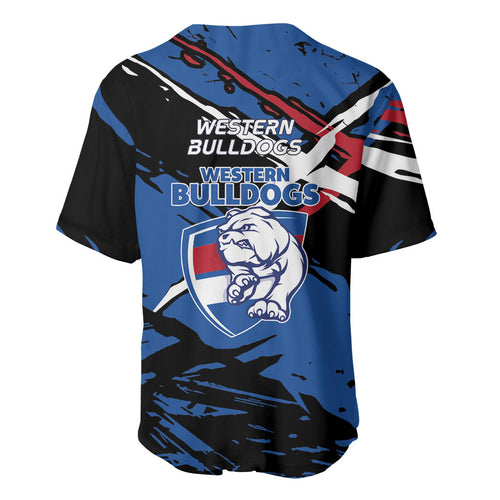 Western Bulldogs Baseball Jersey Footscray Muscular Mascot Graphic - Abstract Paint Splatter Art