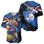 Western Bulldogs Baseball Jersey Footscray Muscular Mascot Graphic - Abstract Paint Splatter Art