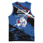 Western Bulldogs Basketball Jersey Footscray Muscular Mascot Graphic - Abstract Paint Splatter Art