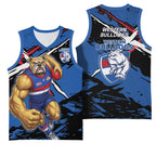Western Bulldogs Basketball Jersey Footscray Muscular Mascot Graphic - Abstract Paint Splatter Art