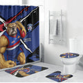 Western Bulldogs Bathroom Set Footscray Muscular Mascot Graphic - Abstract Paint Splatter Art