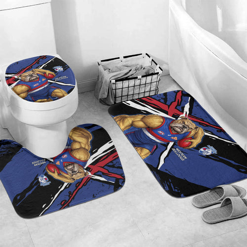 Western Bulldogs Bathroom Set Footscray Muscular Mascot Graphic - Abstract Paint Splatter Art