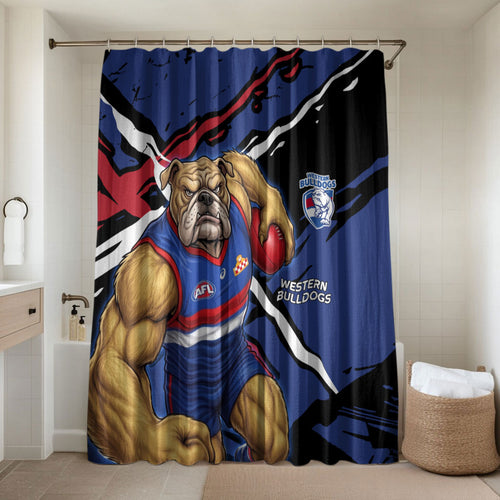 Western Bulldogs Bathroom Set Footscray Muscular Mascot Graphic - Abstract Paint Splatter Art