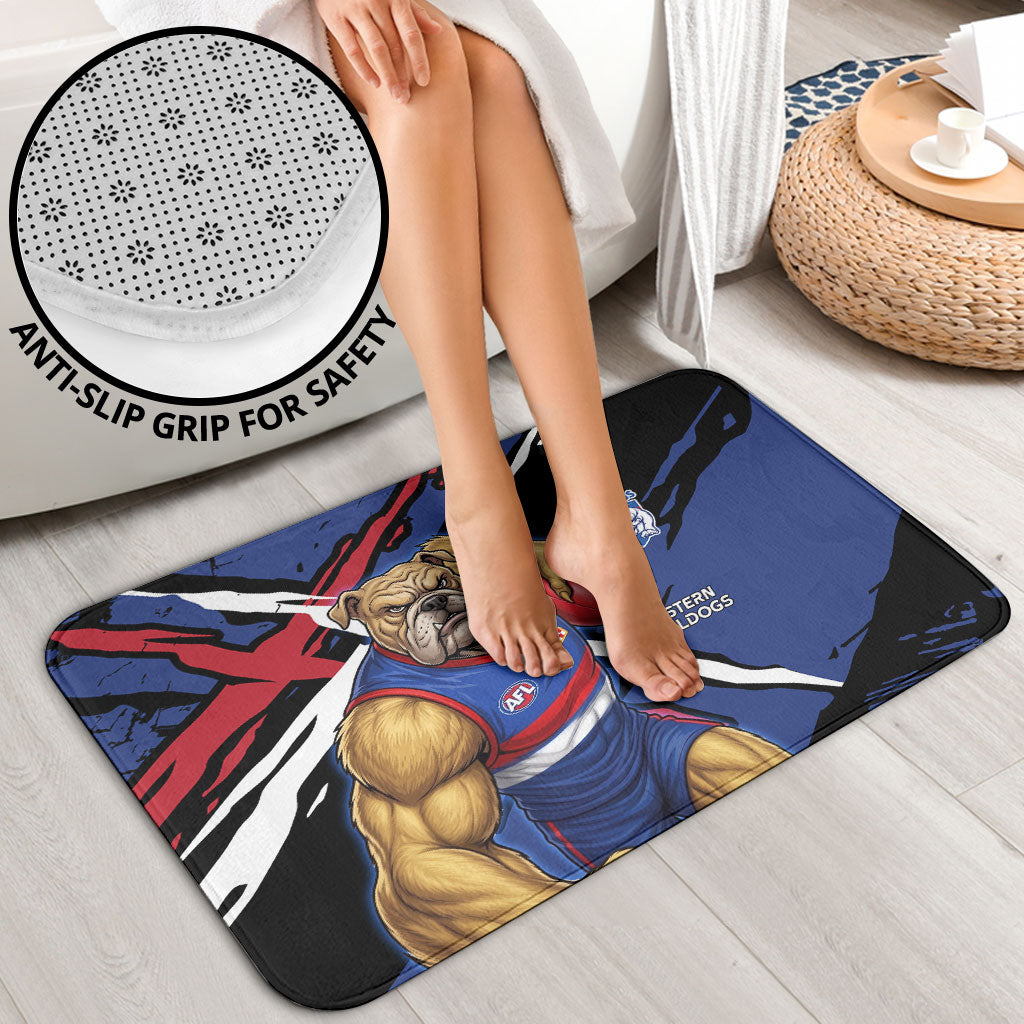 Western Bulldogs Bathroom Set Footscray Muscular Mascot Graphic - Abstract Paint Splatter Art