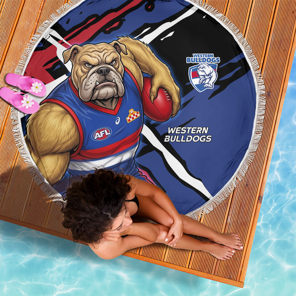 Western Bulldogs Beach Blanket Footscray Muscular Mascot Graphic - Abstract Paint Splatter Art