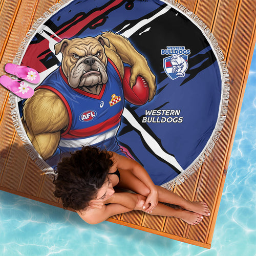 Western Bulldogs Beach Blanket Footscray Muscular Mascot Graphic - Abstract Paint Splatter Art