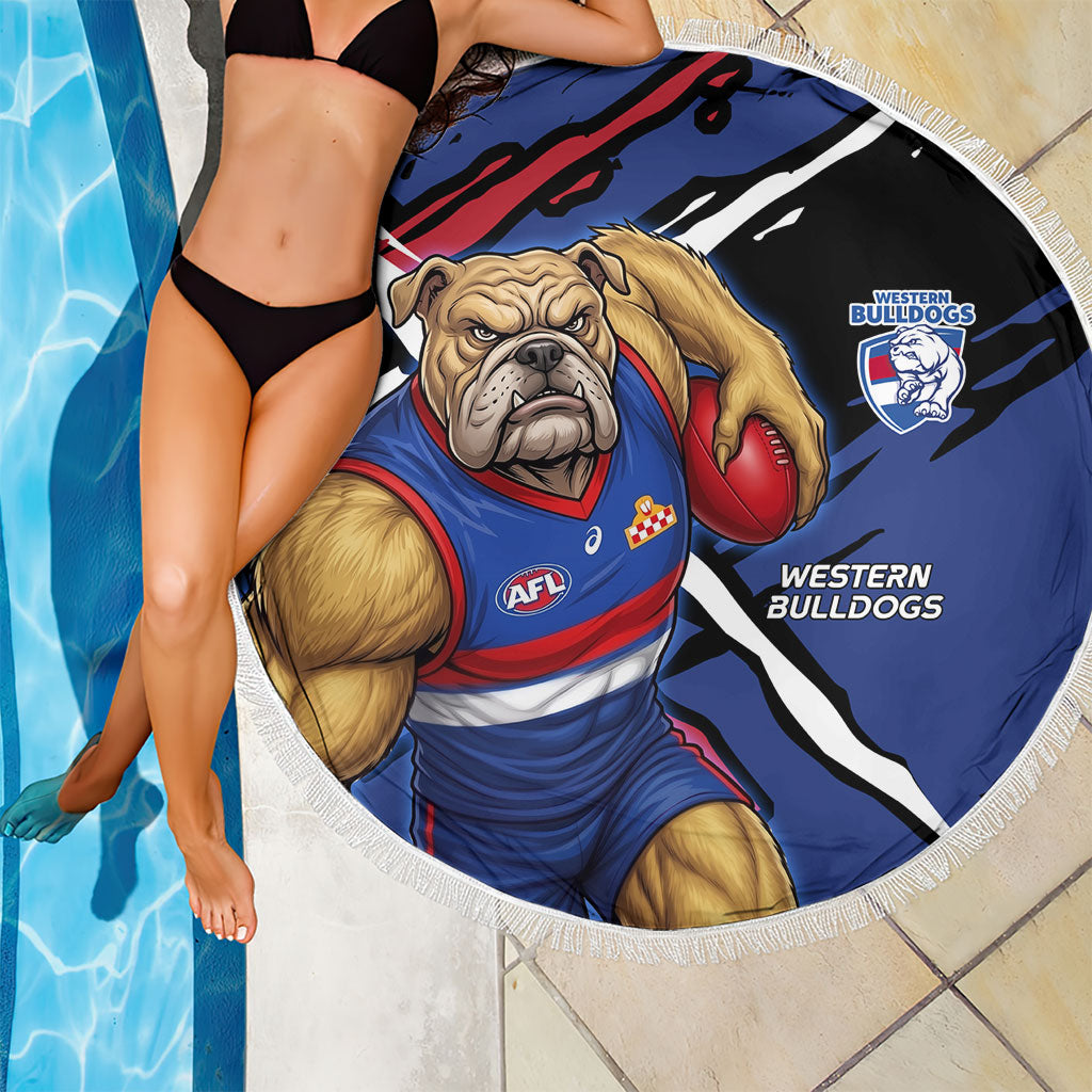 Western Bulldogs Beach Blanket Footscray Muscular Mascot Graphic - Abstract Paint Splatter Art