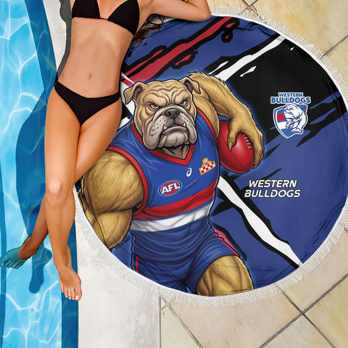 Western Bulldogs Beach Blanket Footscray Muscular Mascot Graphic - Abstract Paint Splatter Art
