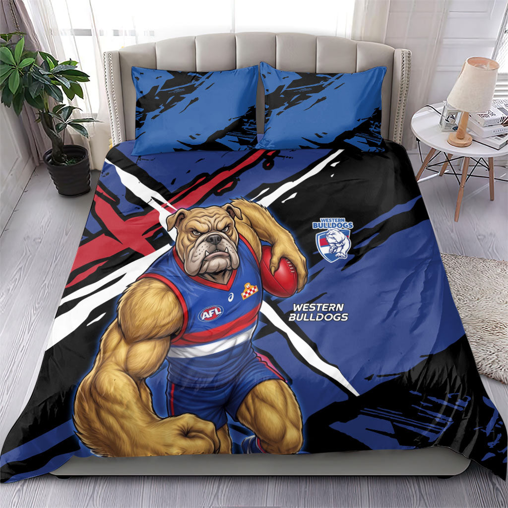 Western Bulldogs Bedding Set Footscray Muscular Mascot Graphic - Abstract Paint Splatter Art