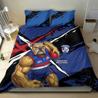 Western Bulldogs Bedding Set Footscray Muscular Mascot Graphic - Abstract Paint Splatter Art