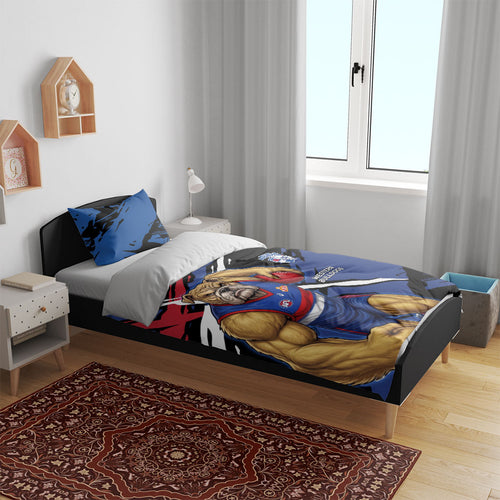 Western Bulldogs Bedding Set Footscray Muscular Mascot Graphic - Abstract Paint Splatter Art