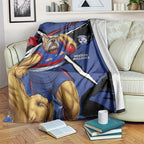 Western Bulldogs Blanket Footscray Muscular Mascot Graphic - Abstract Paint Splatter Art