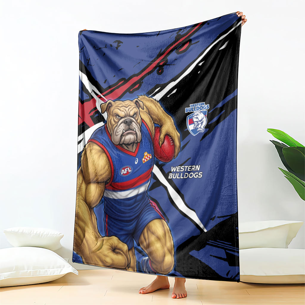 Western Bulldogs Blanket Footscray Muscular Mascot Graphic - Abstract Paint Splatter Art