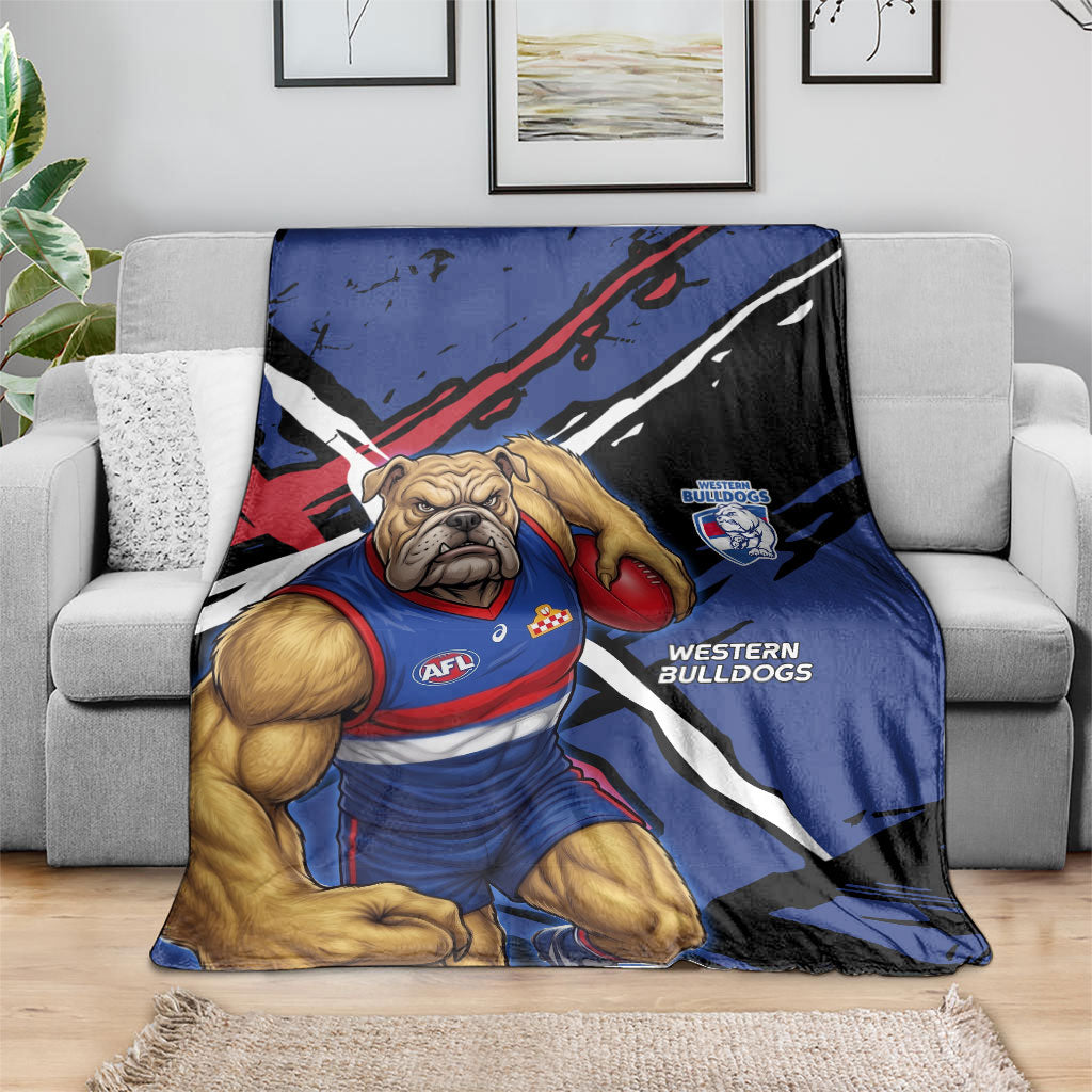 Western Bulldogs Blanket Footscray Muscular Mascot Graphic - Abstract Paint Splatter Art