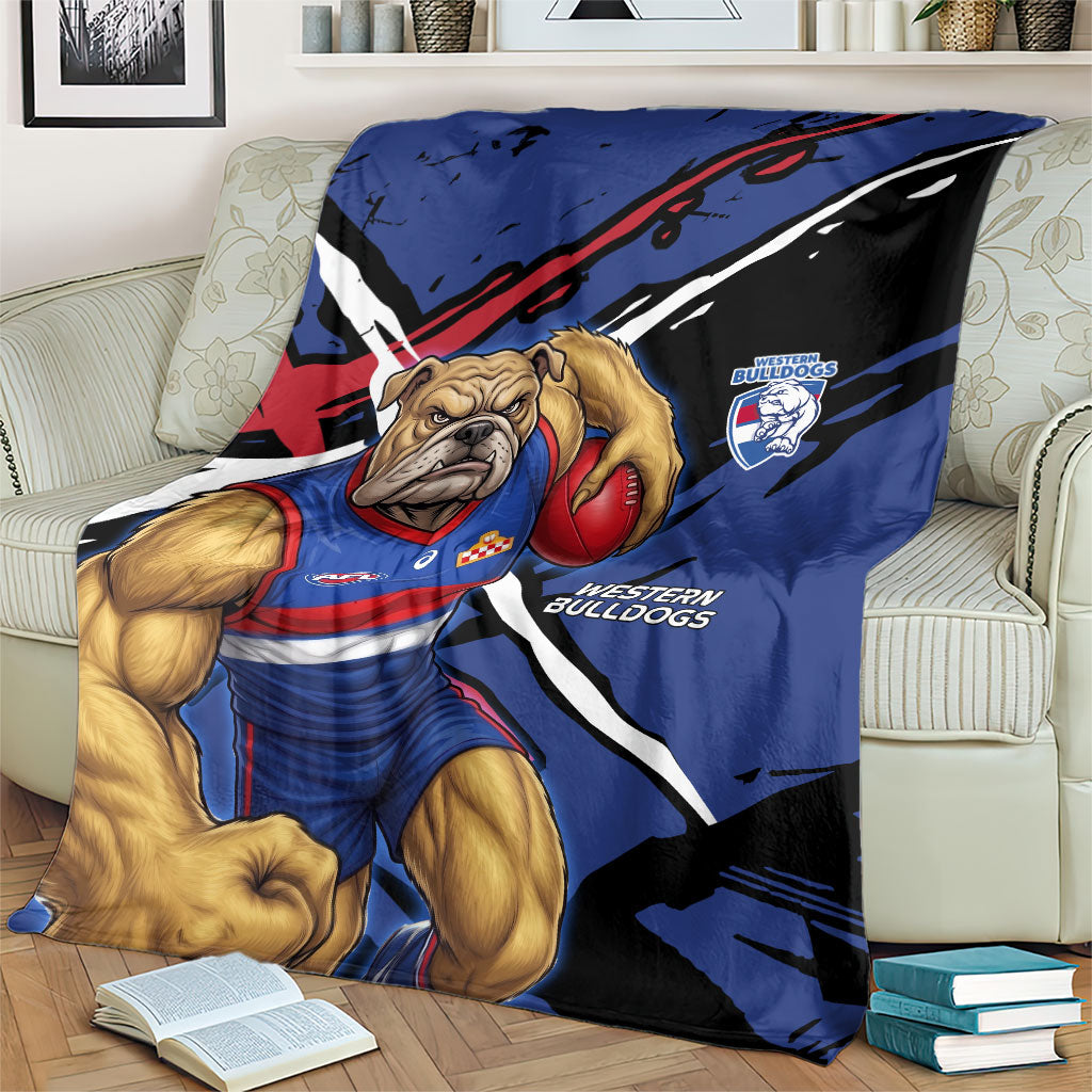 Western Bulldogs Blanket Footscray Muscular Mascot Graphic - Abstract Paint Splatter Art