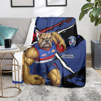 Western Bulldogs Blanket Footscray Muscular Mascot Graphic - Abstract Paint Splatter Art