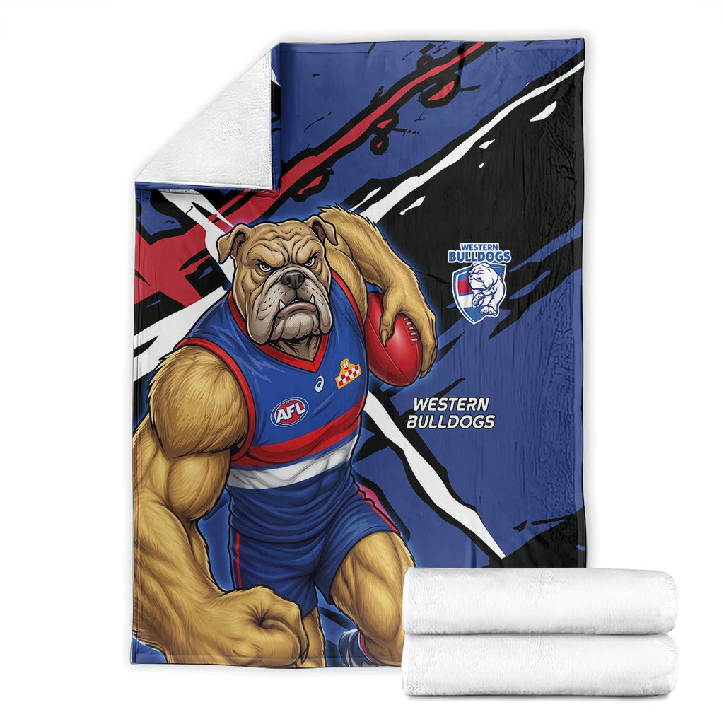 Western Bulldogs Blanket Footscray Muscular Mascot Graphic - Abstract Paint Splatter Art