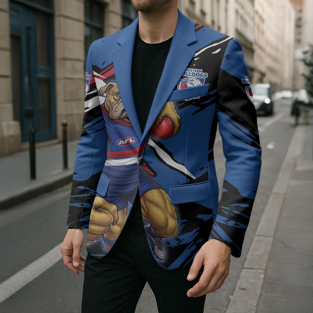 Western Bulldogs Blazer Footscray Muscular Mascot Graphic - Abstract Paint Splatter Art