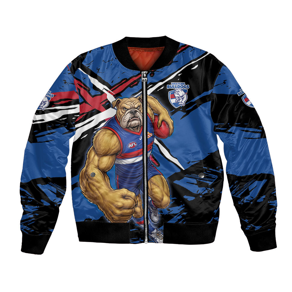 Western Bulldogs Bomber Jacket Footscray Muscular Mascot Graphic - Abstract Paint Splatter Art