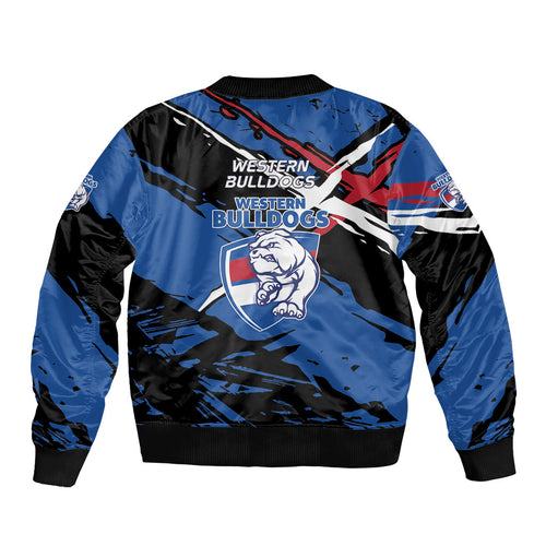 Western Bulldogs Bomber Jacket Footscray Muscular Mascot Graphic - Abstract Paint Splatter Art