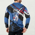 Western Bulldogs Button Sweatshirt Footscray Muscular Mascot Graphic - Abstract Paint Splatter Art