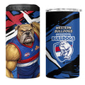 Western Bulldogs 4 in 1 Can Cooler Tumbler Footscray Muscular Mascot Graphic - Abstract Paint Splatter Art