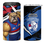 Western Bulldogs 4 in 1 Can Cooler Tumbler Footscray Muscular Mascot Graphic - Abstract Paint Splatter Art