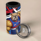 Western Bulldogs 4 in 1 Can Cooler Tumbler Footscray Muscular Mascot Graphic - Abstract Paint Splatter Art
