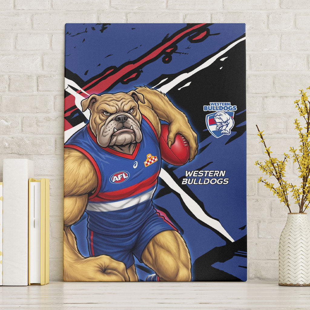 Western Bulldogs Canvas Wall Art Footscray Muscular Mascot Graphic - Abstract Paint Splatter Art