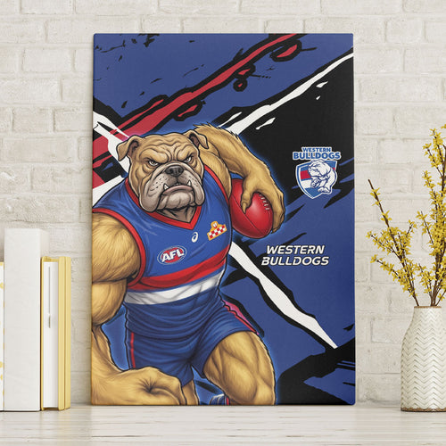 Western Bulldogs Canvas Wall Art Footscray Muscular Mascot Graphic - Abstract Paint Splatter Art