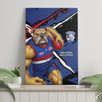 Western Bulldogs Canvas Wall Art Footscray Muscular Mascot Graphic - Abstract Paint Splatter Art