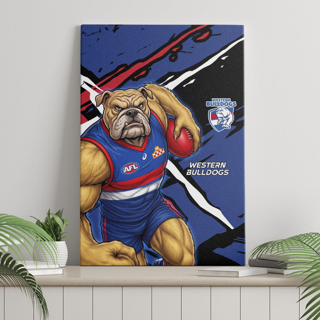 Western Bulldogs Canvas Wall Art Footscray Muscular Mascot Graphic - Abstract Paint Splatter Art