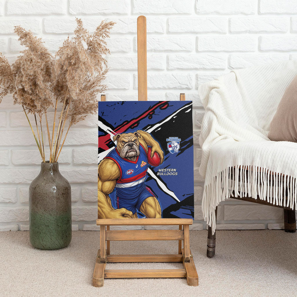 Western Bulldogs Canvas Wall Art Footscray Muscular Mascot Graphic - Abstract Paint Splatter Art