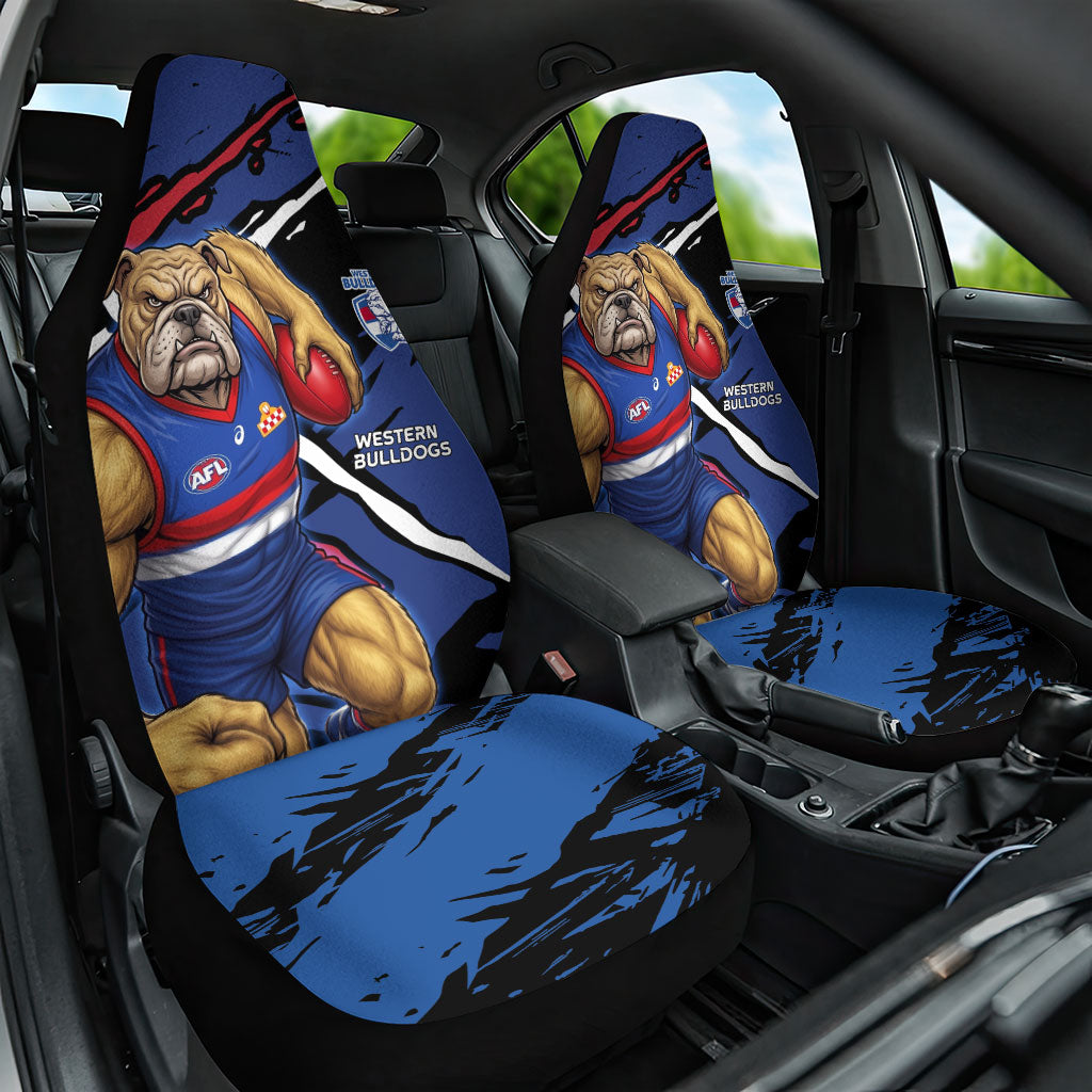 Western Bulldogs Car Seat Cover Footscray Muscular Mascot Graphic - Abstract Paint Splatter Art