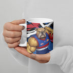 Western Bulldogs Ceramic Mug Footscray Muscular Mascot Graphic - Abstract Paint Splatter Art
