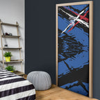 Western Bulldogs Door Cover Footscray Muscular Mascot Graphic - Abstract Paint Splatter Art