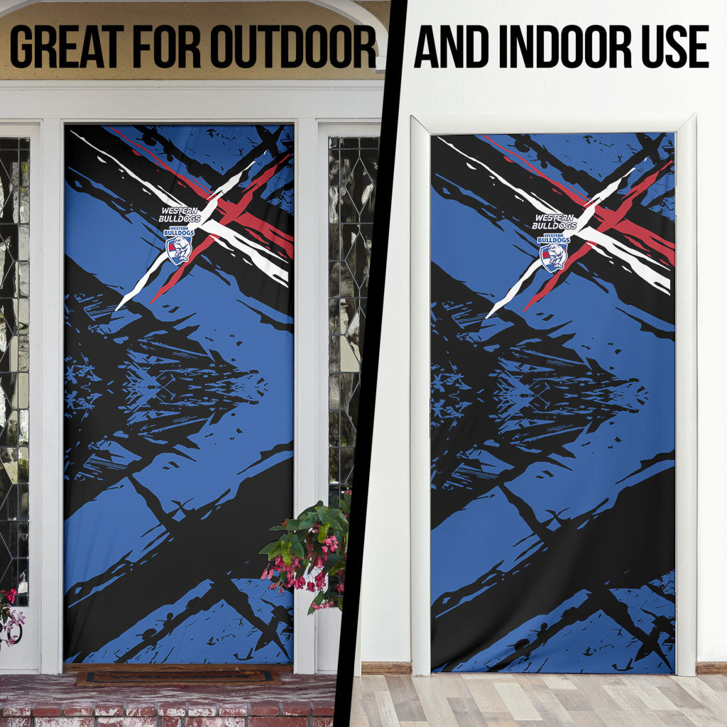Western Bulldogs Door Cover Footscray Muscular Mascot Graphic - Abstract Paint Splatter Art