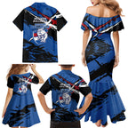 Western Bulldogs Family Matching Mermaid Dress and Hawaiian Shirt Footscray Muscular Mascot Graphic - Abstract Paint Splatter Art