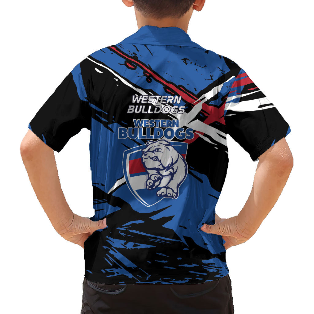 Western Bulldogs Family Matching Summer Maxi Dress and Hawaiian Shirt Footscray Muscular Mascot Graphic - Abstract Paint Splatter Art
