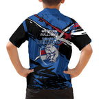 Western Bulldogs Family Matching Summer Maxi Dress and Hawaiian Shirt Footscray Muscular Mascot Graphic - Abstract Paint Splatter Art