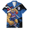 Western Bulldogs Family Matching Summer Maxi Dress and Hawaiian Shirt Footscray Muscular Mascot Graphic - Abstract Paint Splatter Art