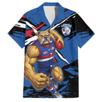 Western Bulldogs Family Matching Summer Maxi Dress and Hawaiian Shirt Footscray Muscular Mascot Graphic - Abstract Paint Splatter Art