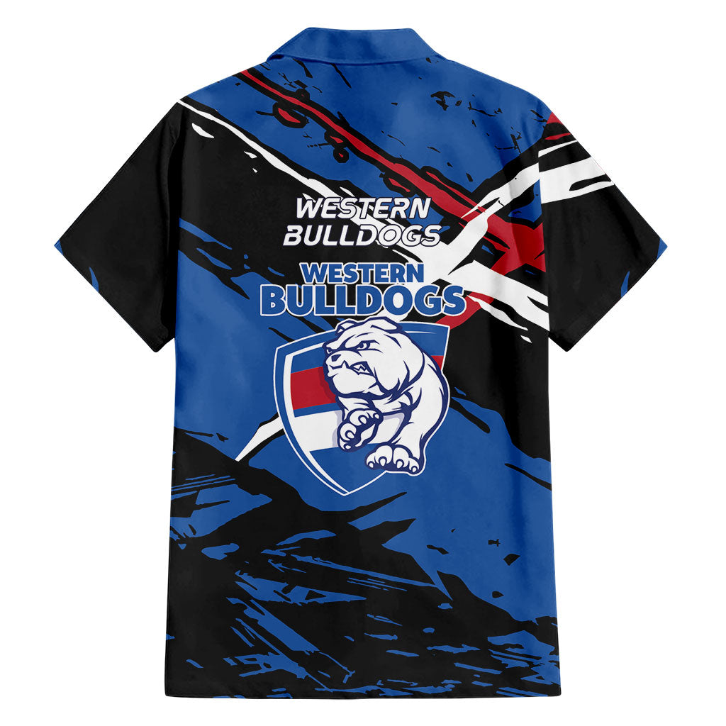 Western Bulldogs Family Matching Summer Maxi Dress and Hawaiian Shirt Footscray Muscular Mascot Graphic - Abstract Paint Splatter Art